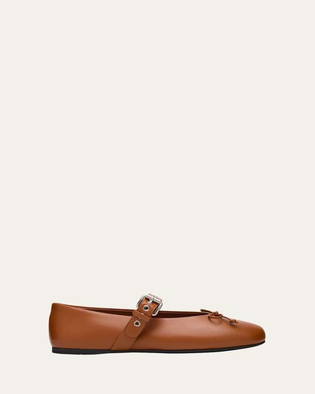Leather Mary Jane Ballerina Flats
